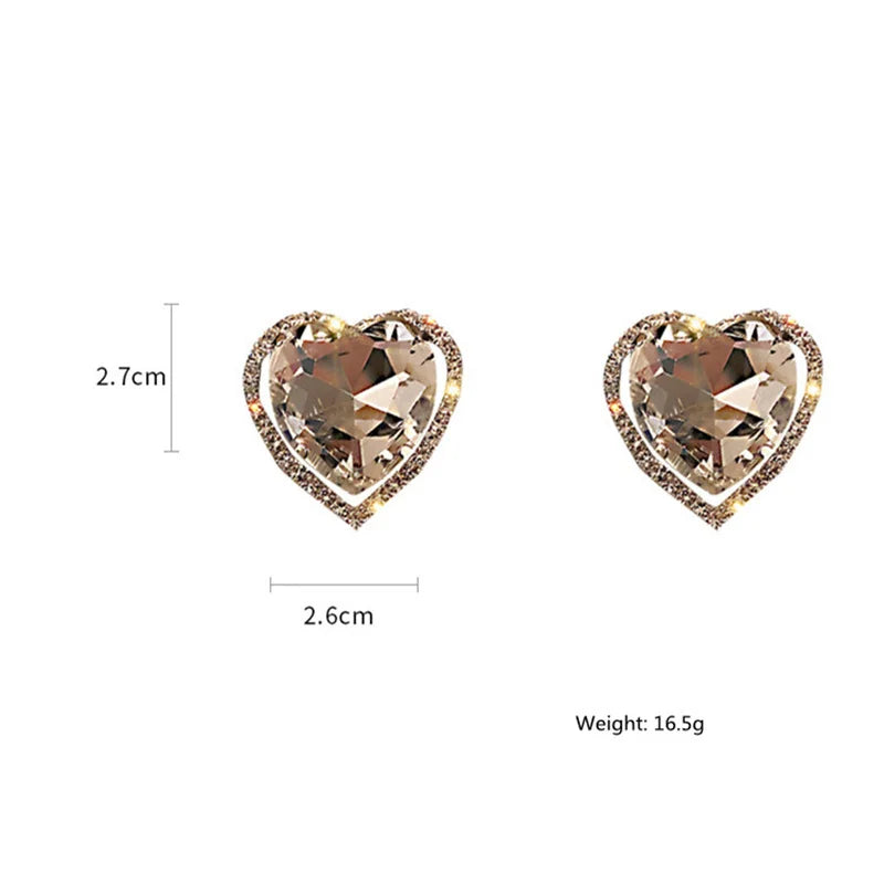 Love Heart Crystal Clip on Earrings