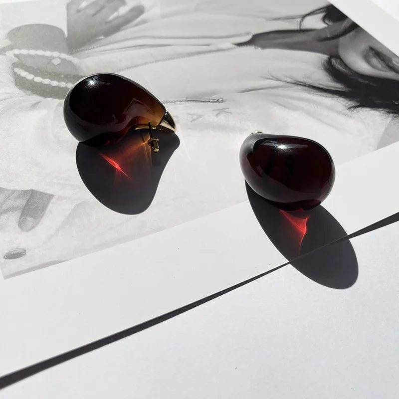 Transparent Clear Resin Copper Ball Earrings