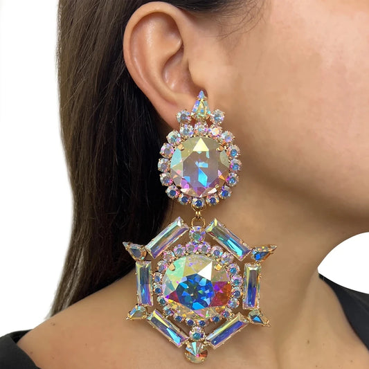 AB Rhinestone Ear Clip on Earrings
