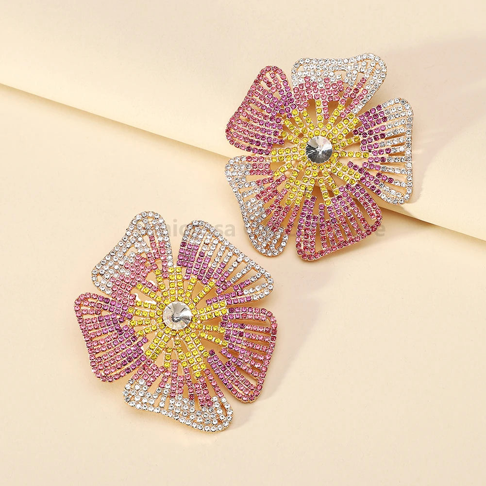 Luxury Design Flower Rhinestone Earrings