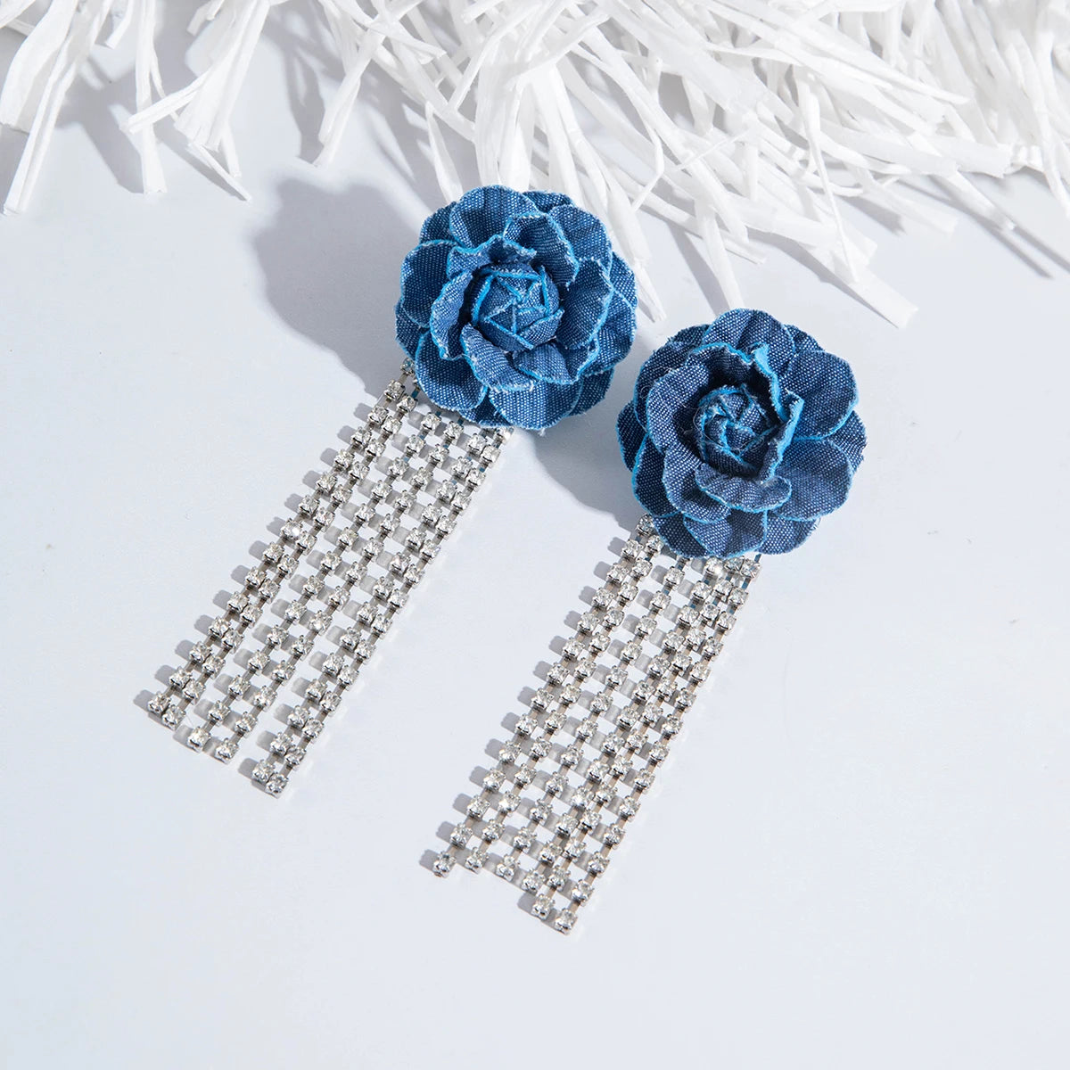 Tocona Pretty Big Rose Flowers Drop Earrings