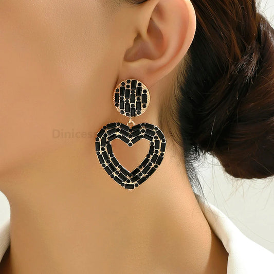 New Creative Design Heart Rhinestone Earrings