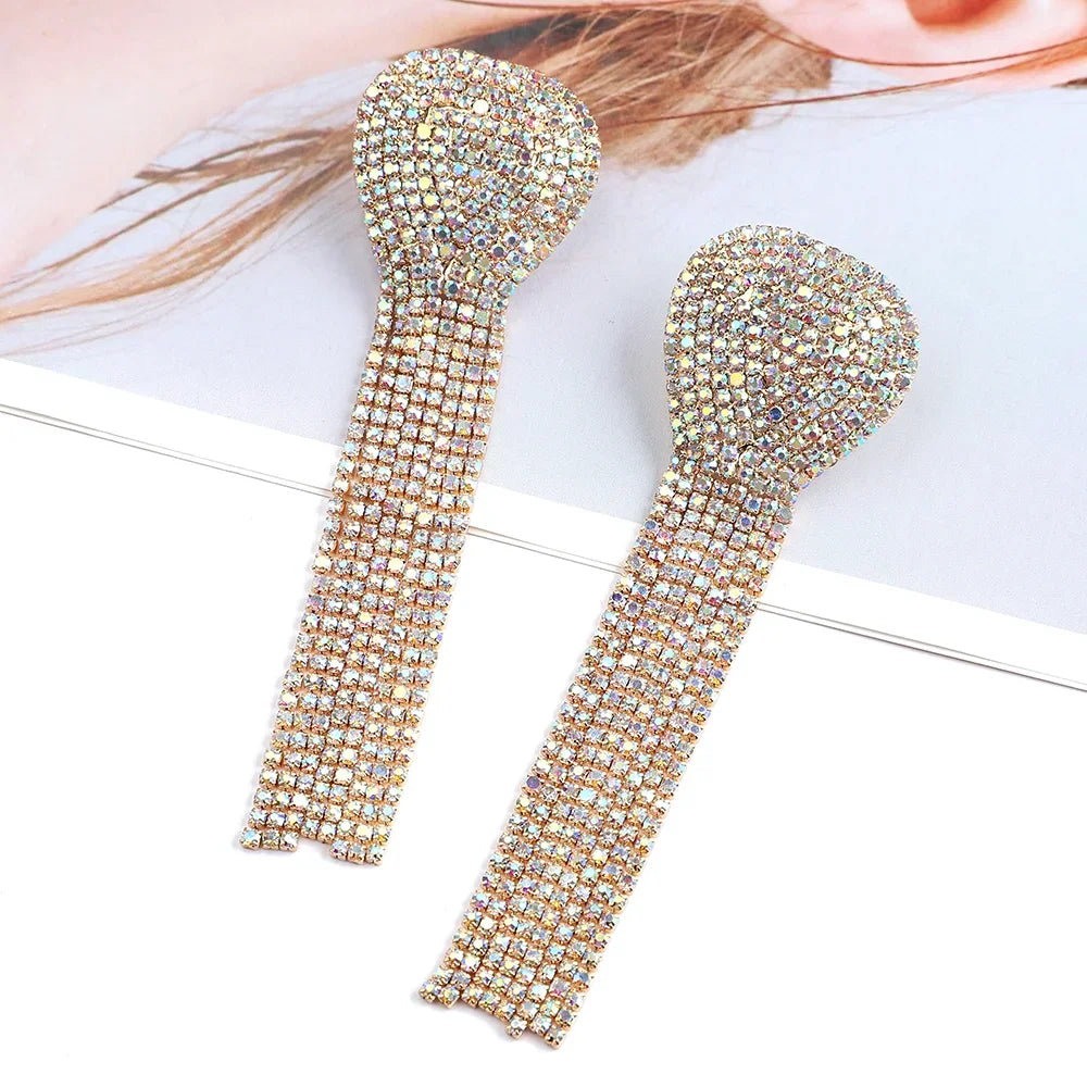 Charm Heart Shiny Rhinestone Earrings