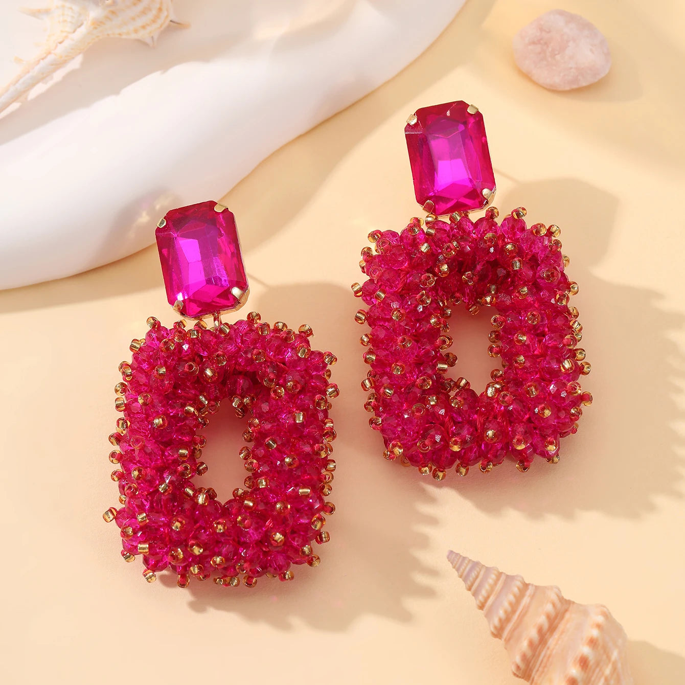 Square Crystal Drop Earrings