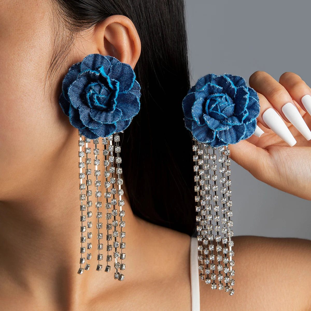 Tocona Pretty Big Rose Flowers Drop Earrings - Fanci Goddess