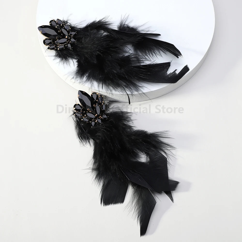 Feather Decor Dangle Drop Earrings