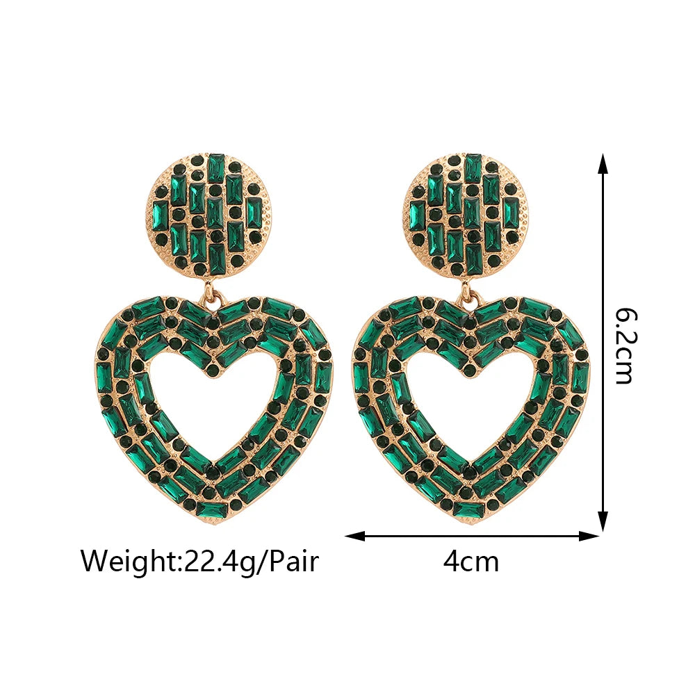 New Creative Design Heart Rhinestone Earrings