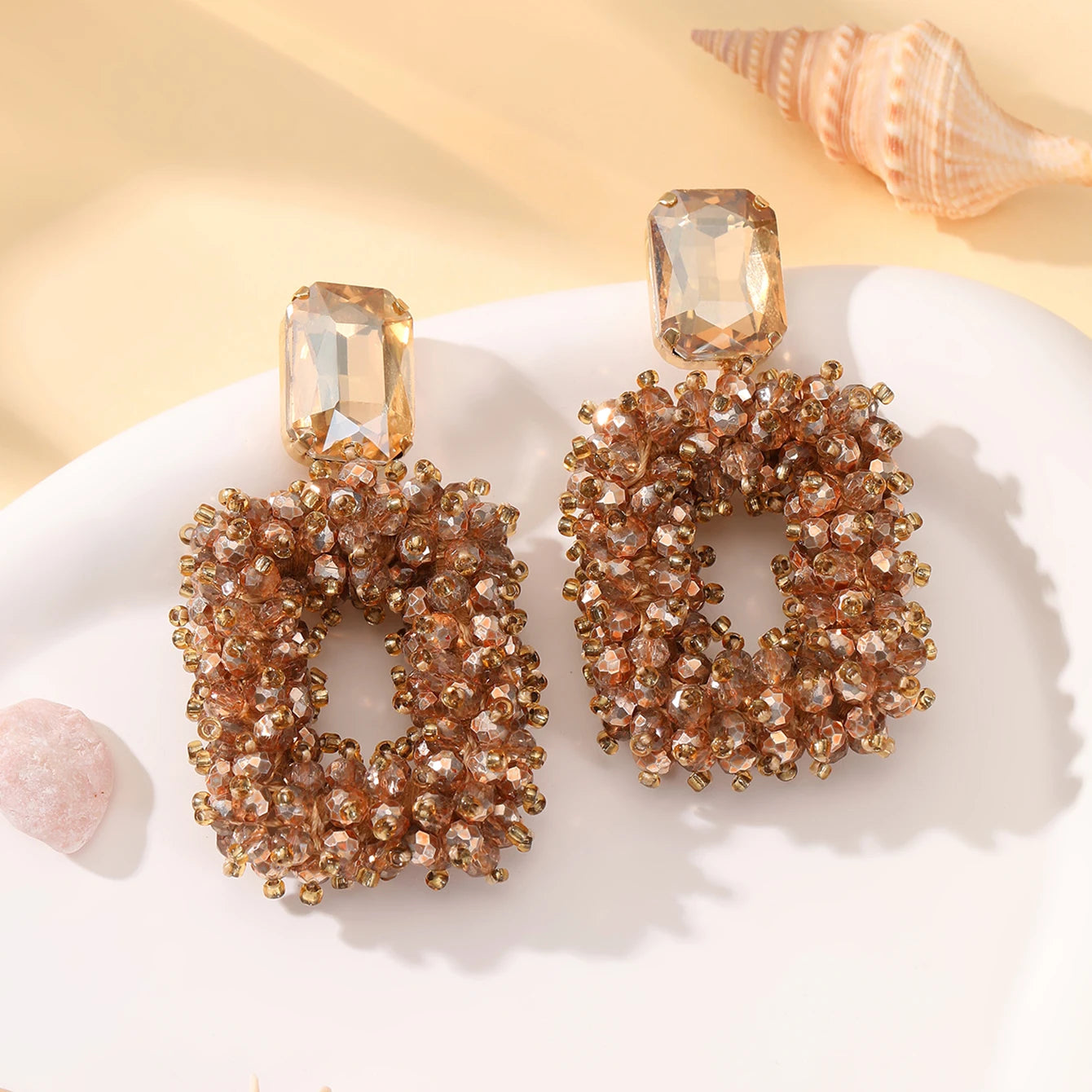 Square Crystal Drop Earrings