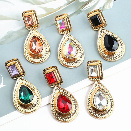 Classic Vintage Water Drop Multicolor Glass Earrings