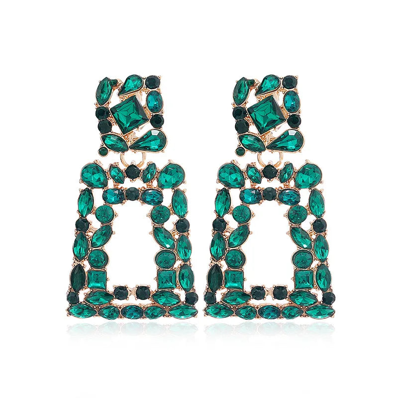 Ethnic Colorful Crystal Clip on Earrings