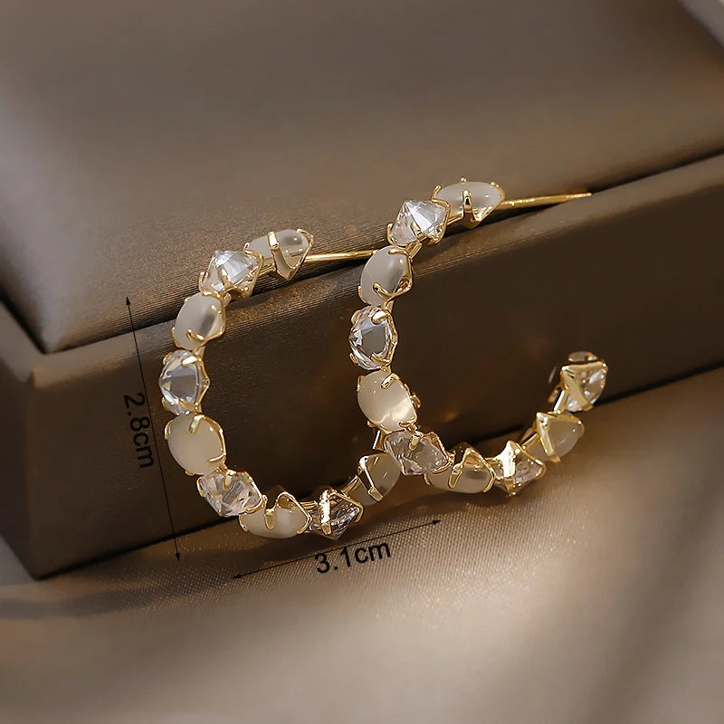 Uilz Circle Shape Zirconia Earrings