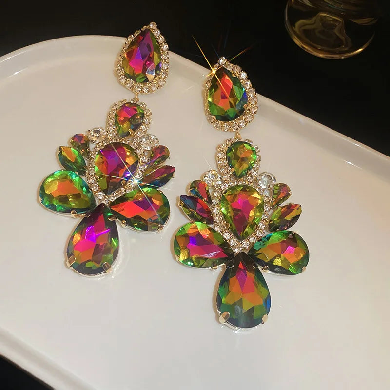 Exaggerated Inlaid Rhinestone Earrings