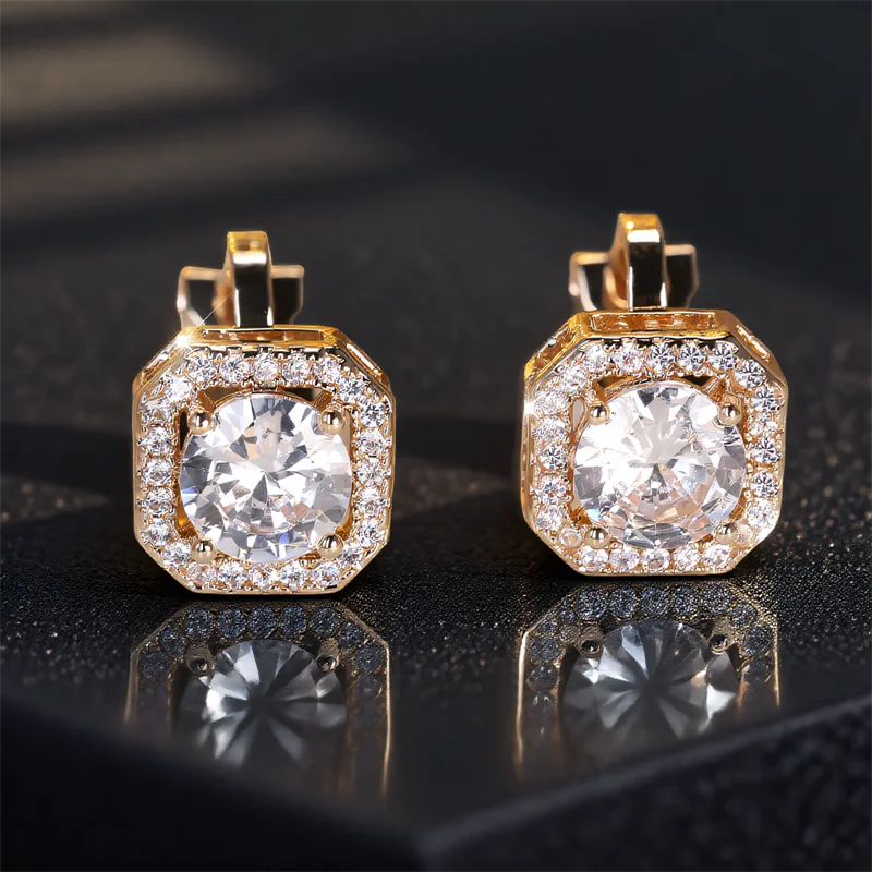 Trendy White Zircon Round Stone Clip on Earrings