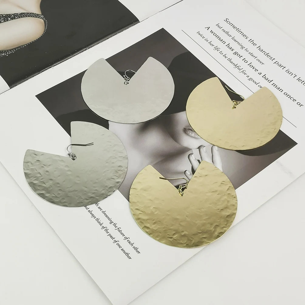 Punk Oversized Fan-shaped Stainless Steel Earrings