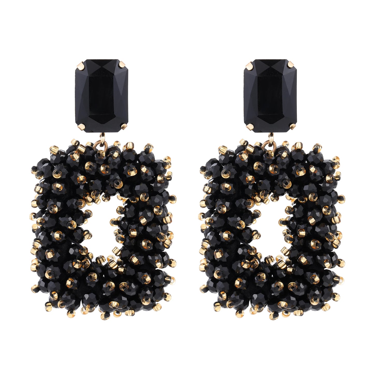 Square Crystal Drop Earrings
