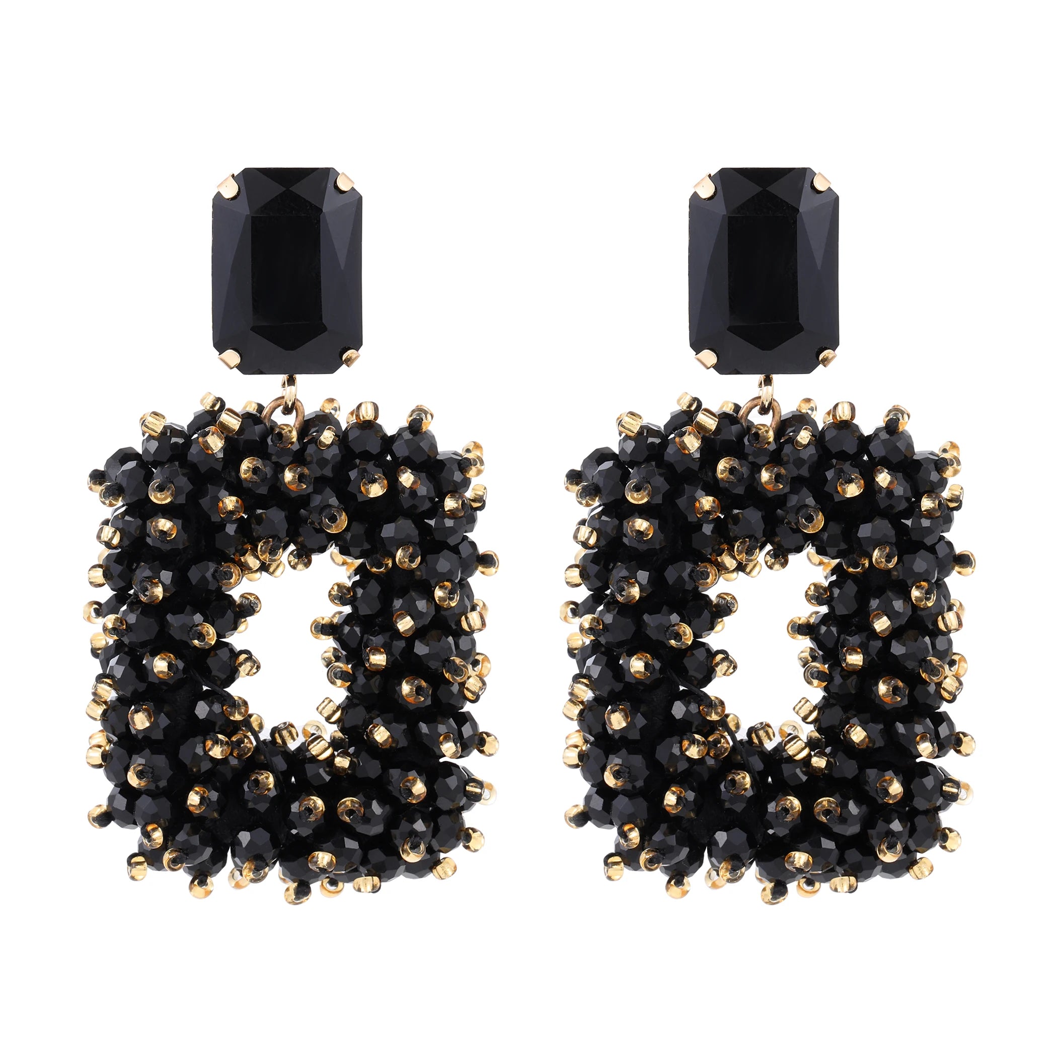 Square Crystal Drop Earrings - Fanci Goddess