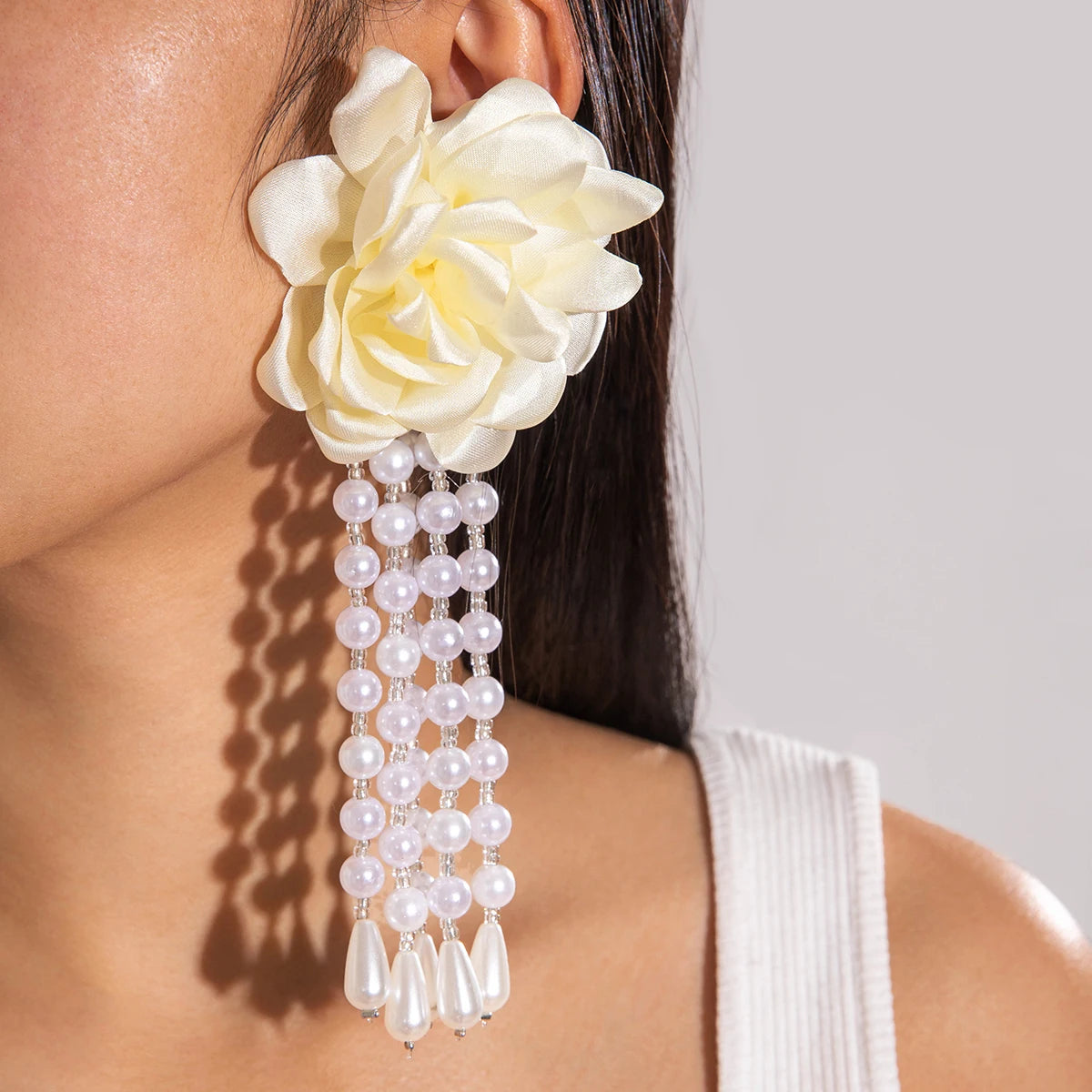 Tocona Pretty Big Rose Flowers Drop Earrings - Fanci Goddess