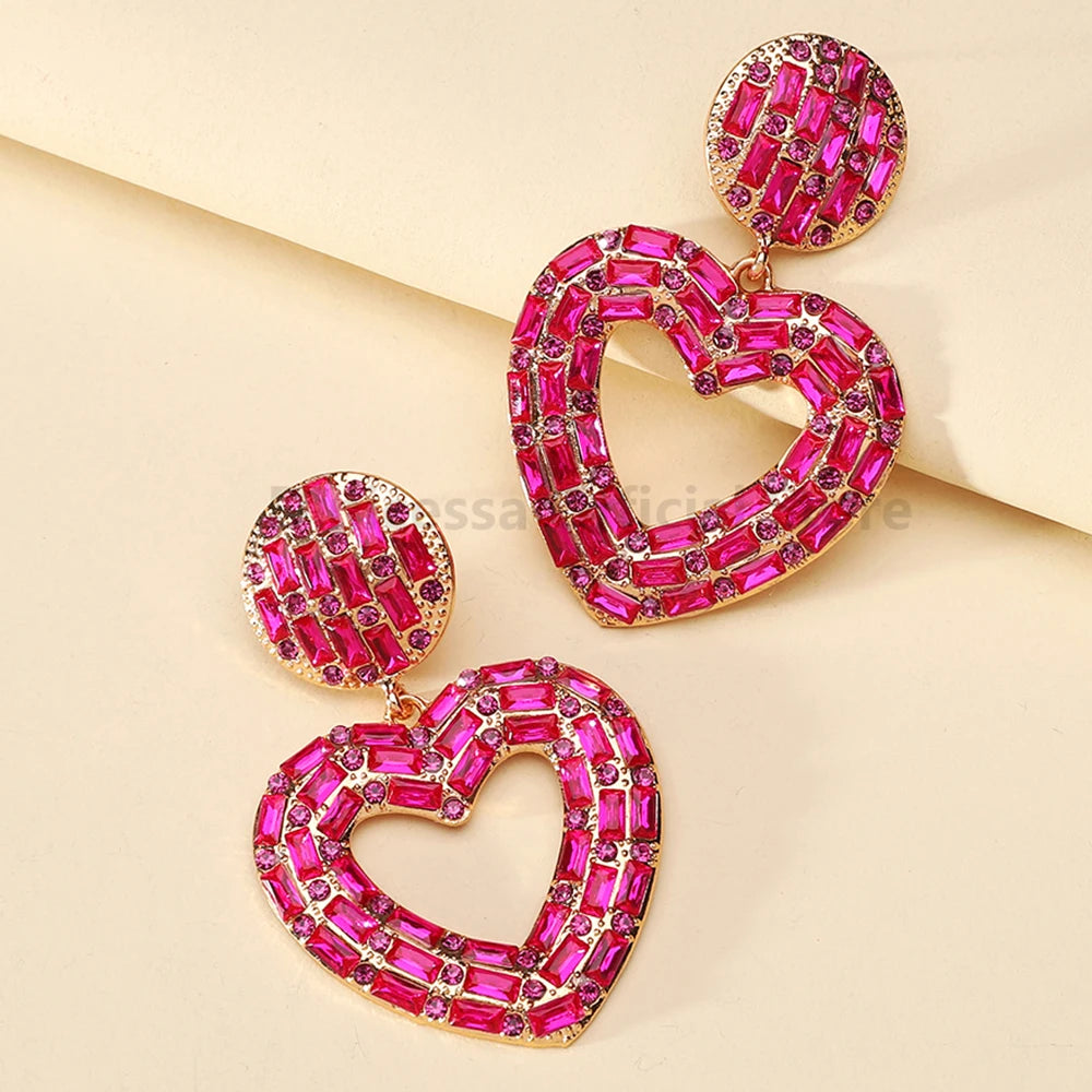 New Creative Design Heart Rhinestone Earrings