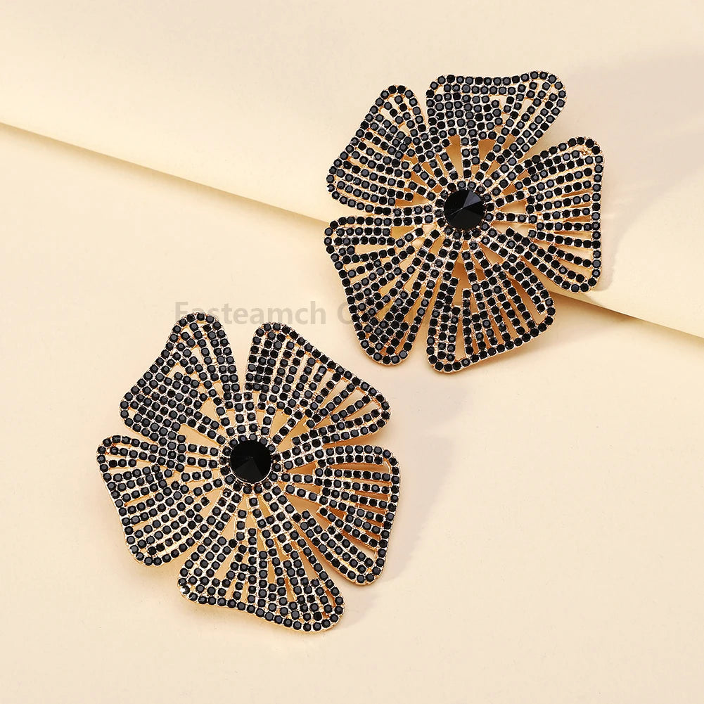Luxury Design Flower Rhinestone Earrings