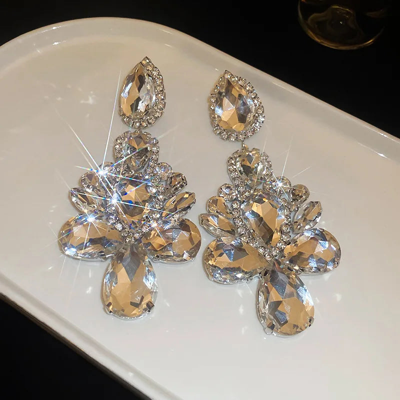 Exaggerated Inlaid Rhinestone Earrings