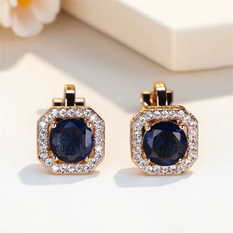 Trendy White Zircon Round Stone Clip on Earrings