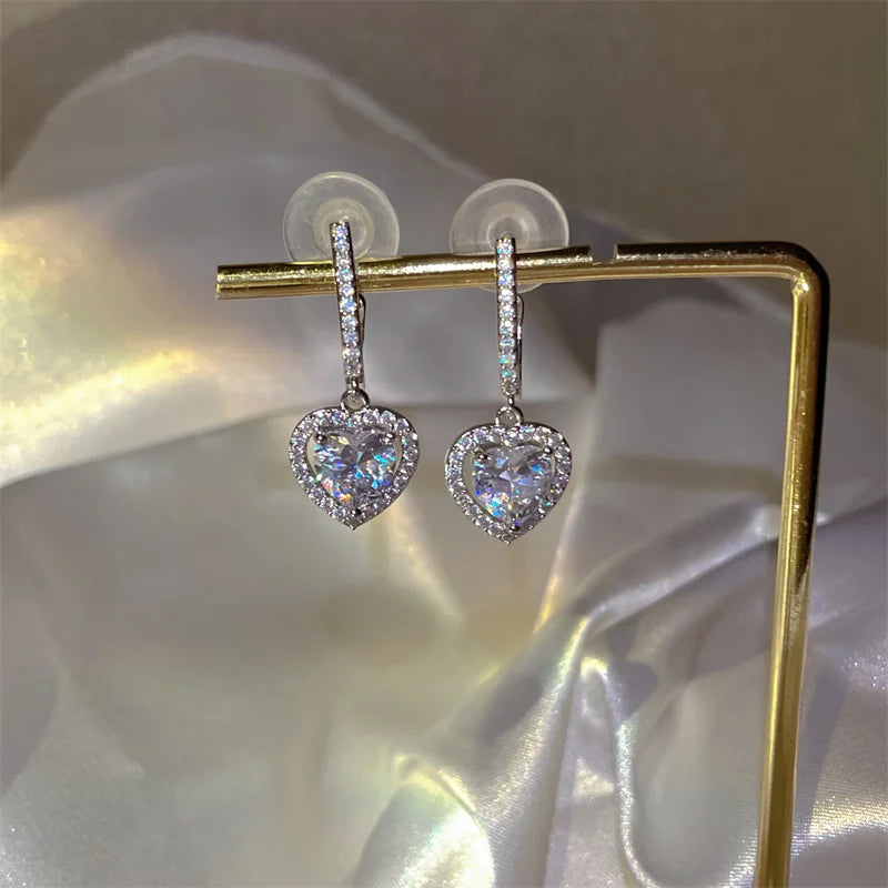 Exquisite Heart Shape Bowknot Stud Earrings