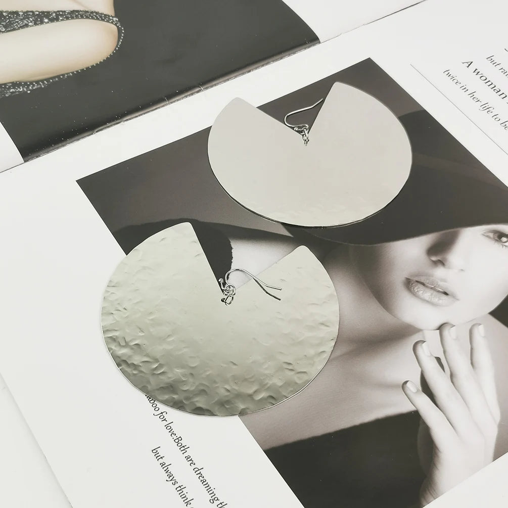 Punk Oversized Fan-shaped Stainless Steel Earrings