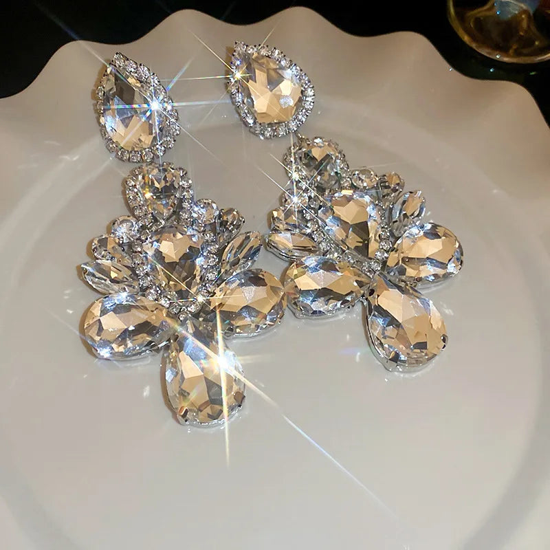 Exaggerated Inlaid Rhinestone Earrings - Fanci Goddess