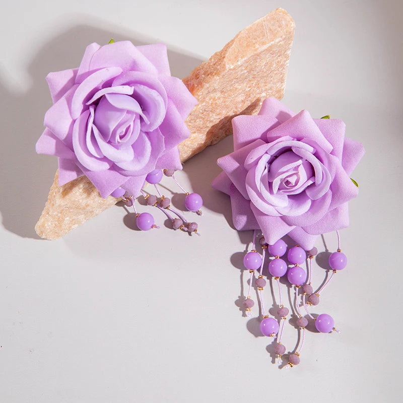 Fanci Multicolor Rose Flower Earrings