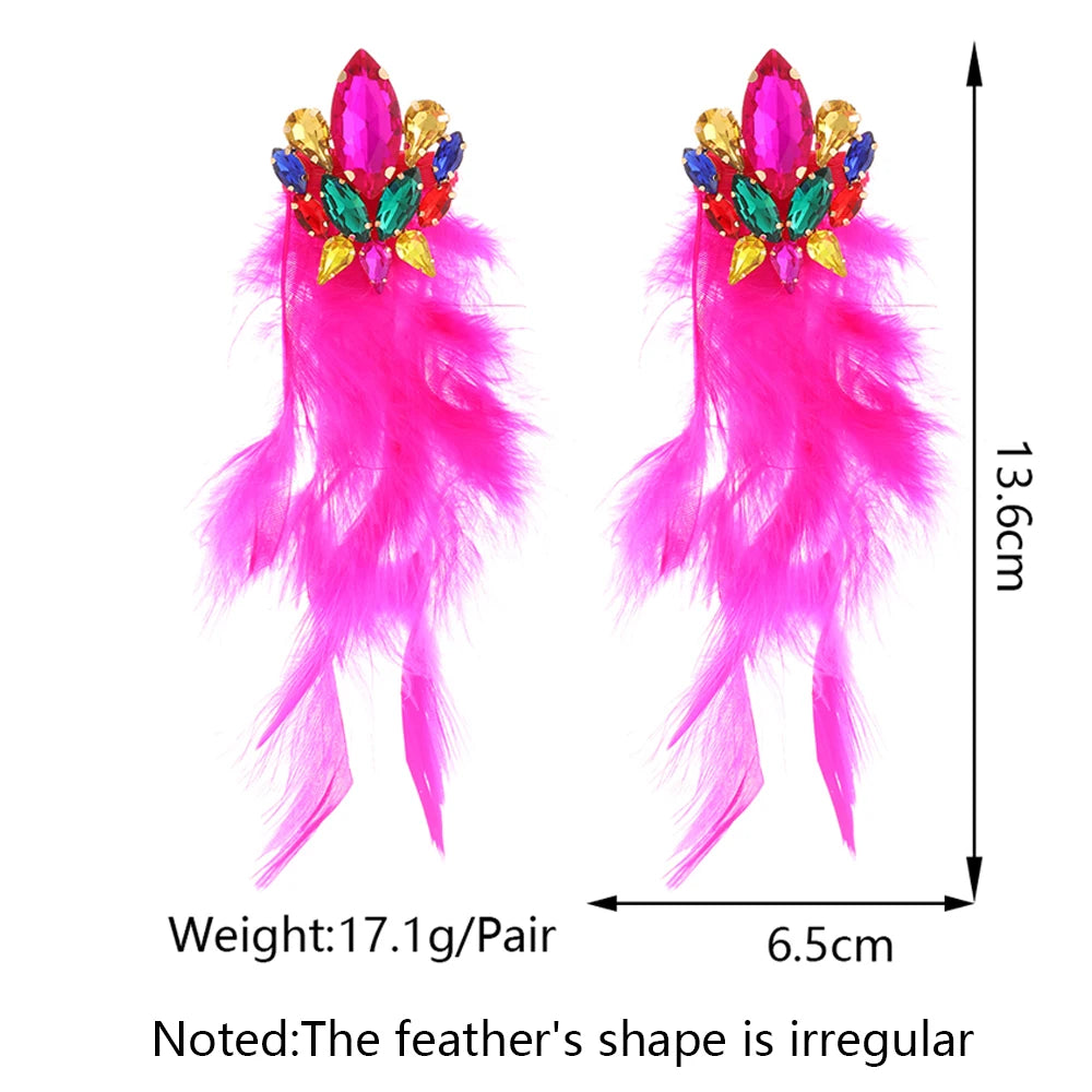 Feather Decor Dangle Drop Earrings