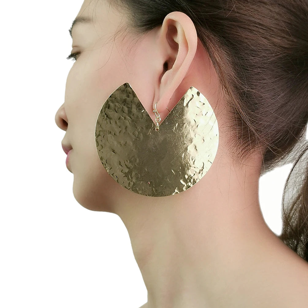 Punk Oversized Fan-shaped Stainless Steel Earrings