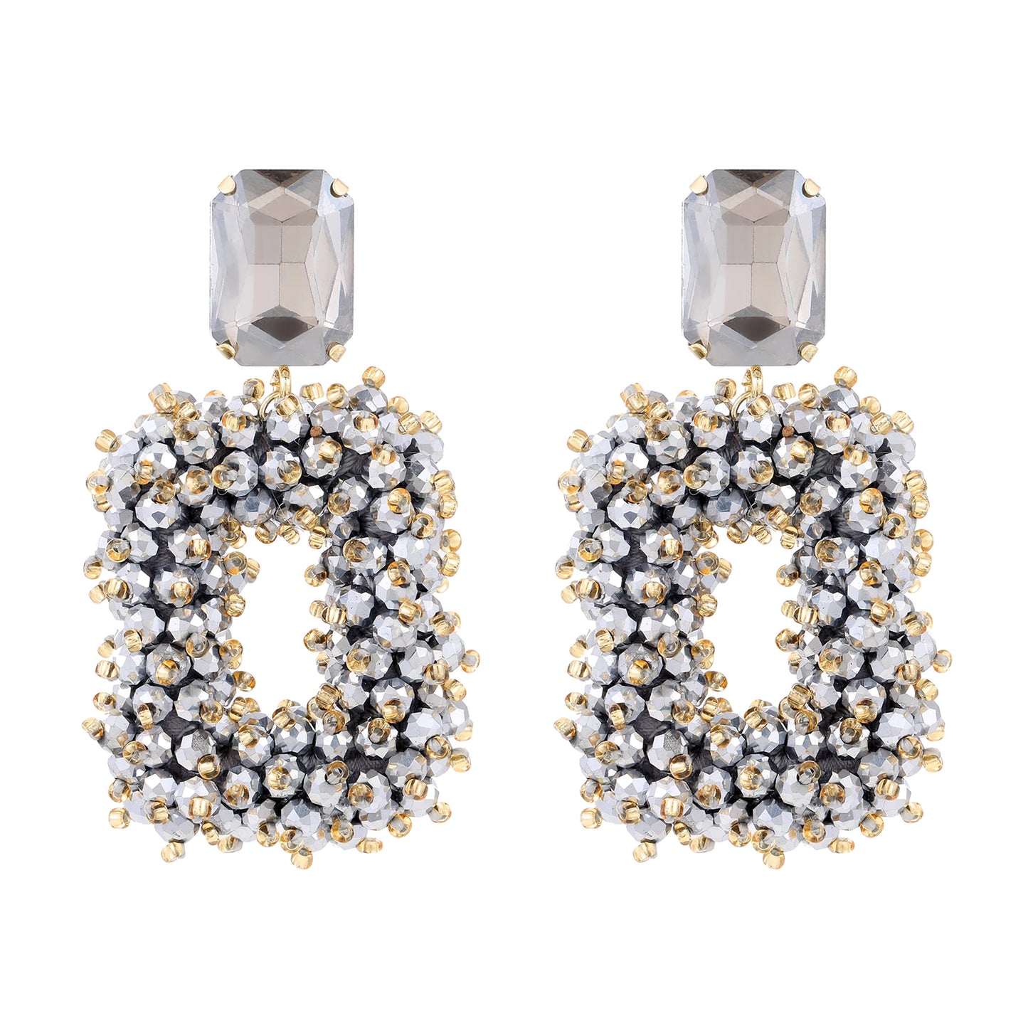Square Crystal Drop Earrings