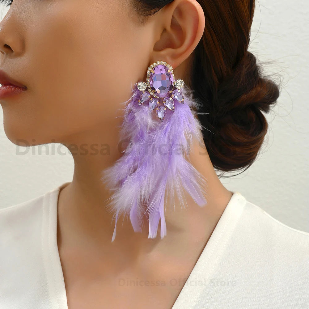 Charm Elegant Cute Feather Tassel Earrings