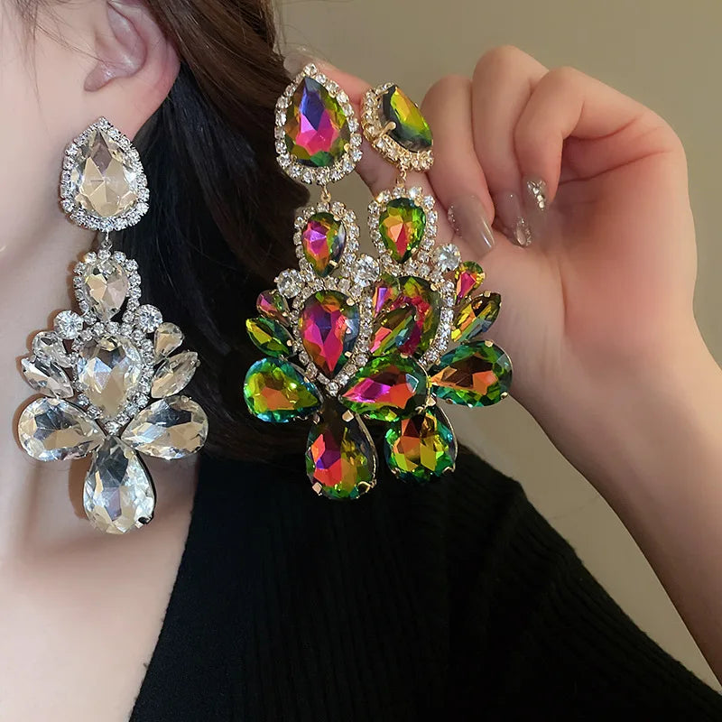 Exaggerated Inlaid Rhinestone Earrings - Fanci Goddess