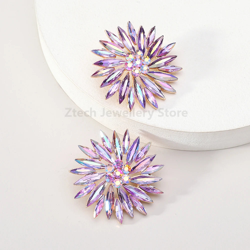Sunflower Rhinestone Stud Earrings - Fanci Goddess