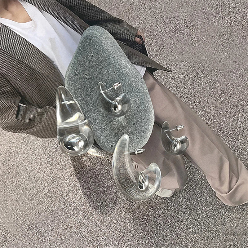 Transparent Clear Resin Copper Ball Earrings - Fanci Goddess