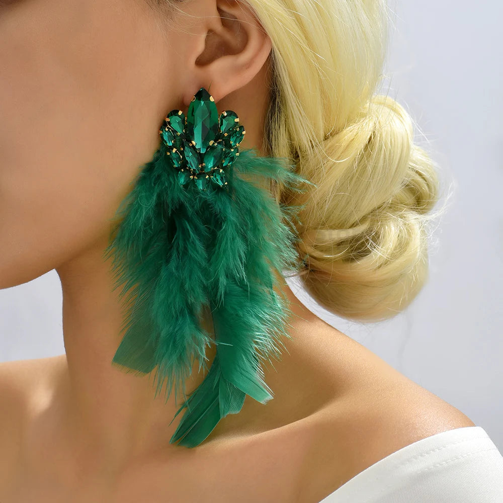 Feather Decor Dangle Drop Earrings