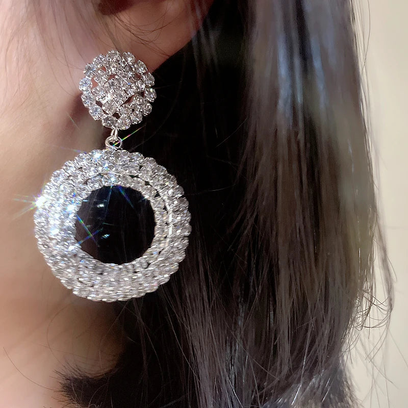 Sparkley Crystal Round Bijoux Geometric Rhinestone  Earrings