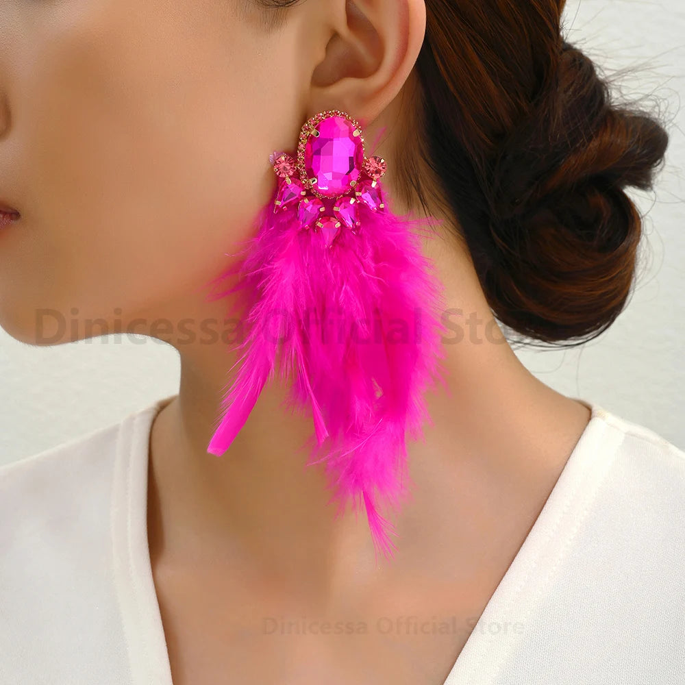 Charm Elegant Cute Feather Tassel Earrings