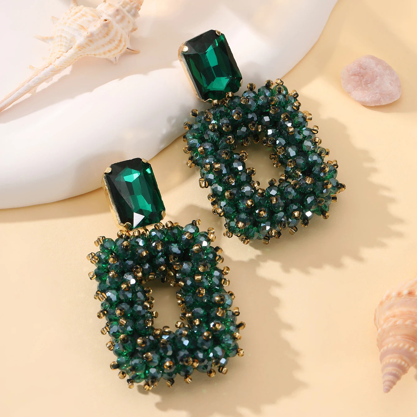 Square Crystal Drop Earrings