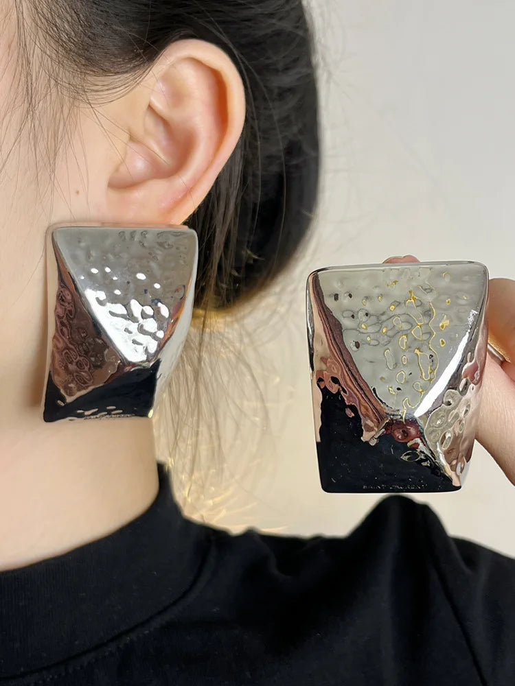 Stainless Steal Geometric Square Hollow Retro Earrings - Fanci Goddess