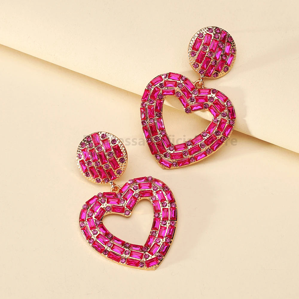 New Creative Design Heart Rhinestone Earrings