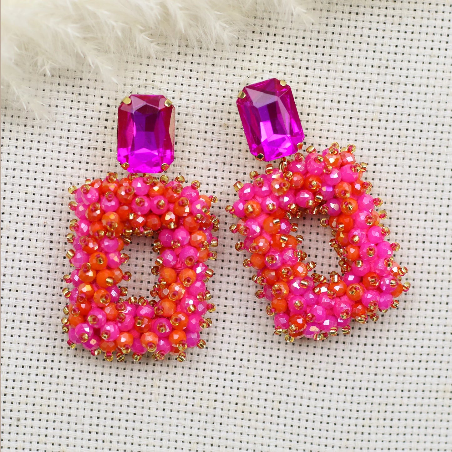 Square Crystal Drop Earrings
