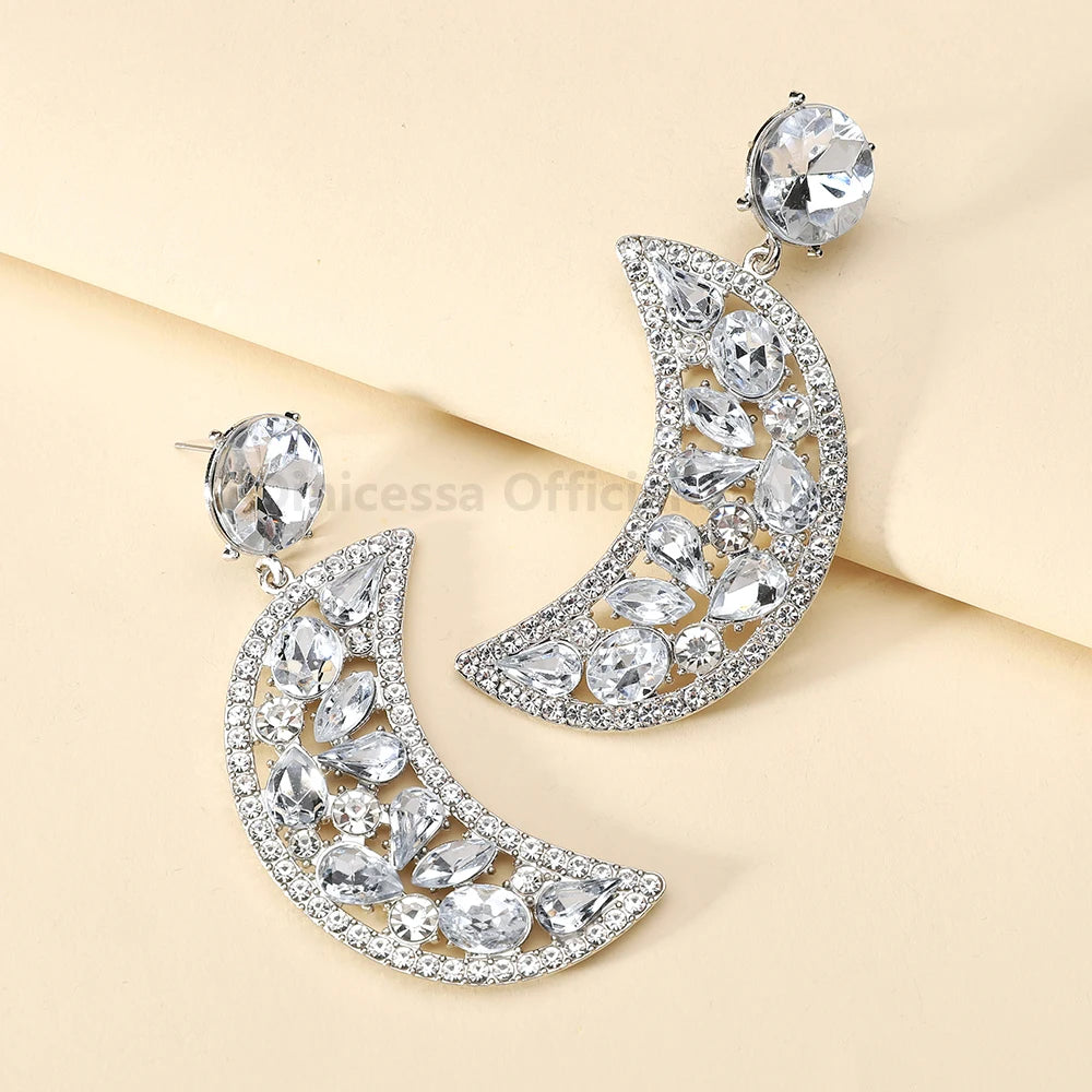 Elegant Moon Dangle Drop Earrings
