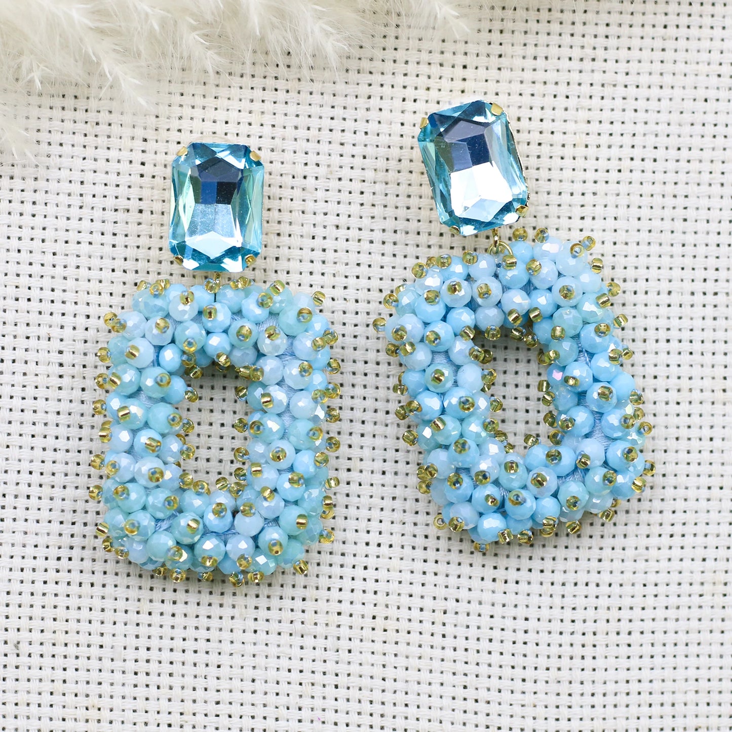 Square Crystal Drop Earrings
