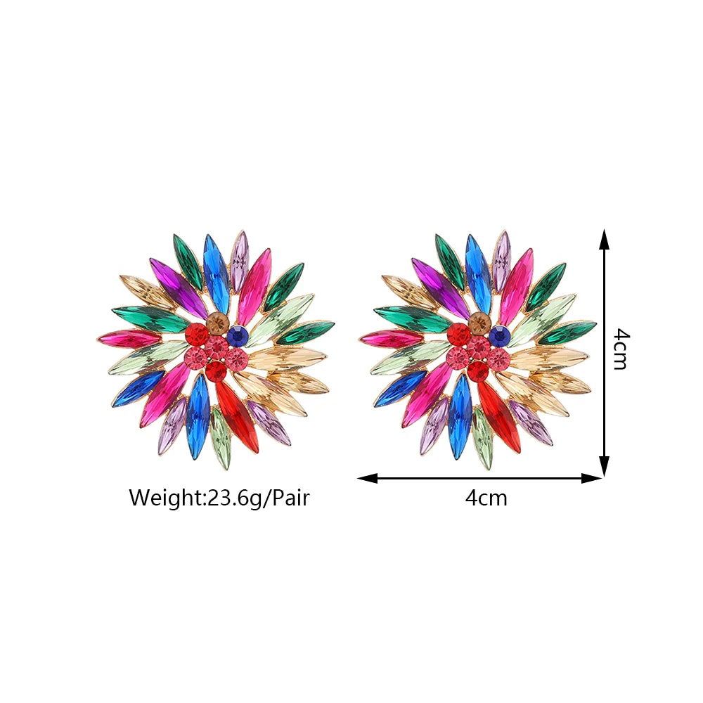 Sunflower Rhinestone Stud Earrings