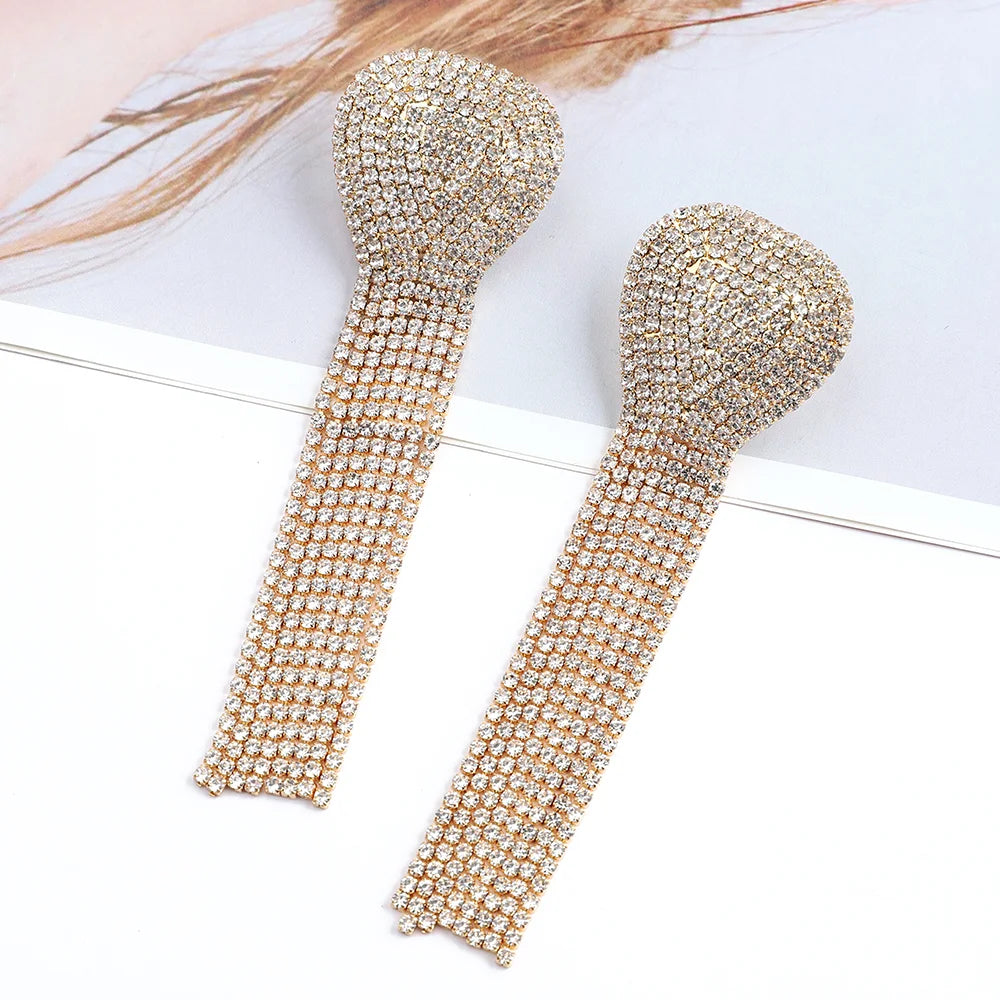 Charm Heart Shiny Rhinestone Earrings