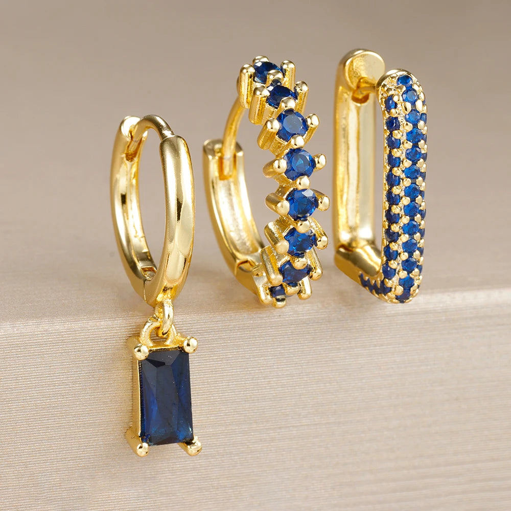 3PCS Fashion Cubic Zirconia Water Drop Pendant Earring Set