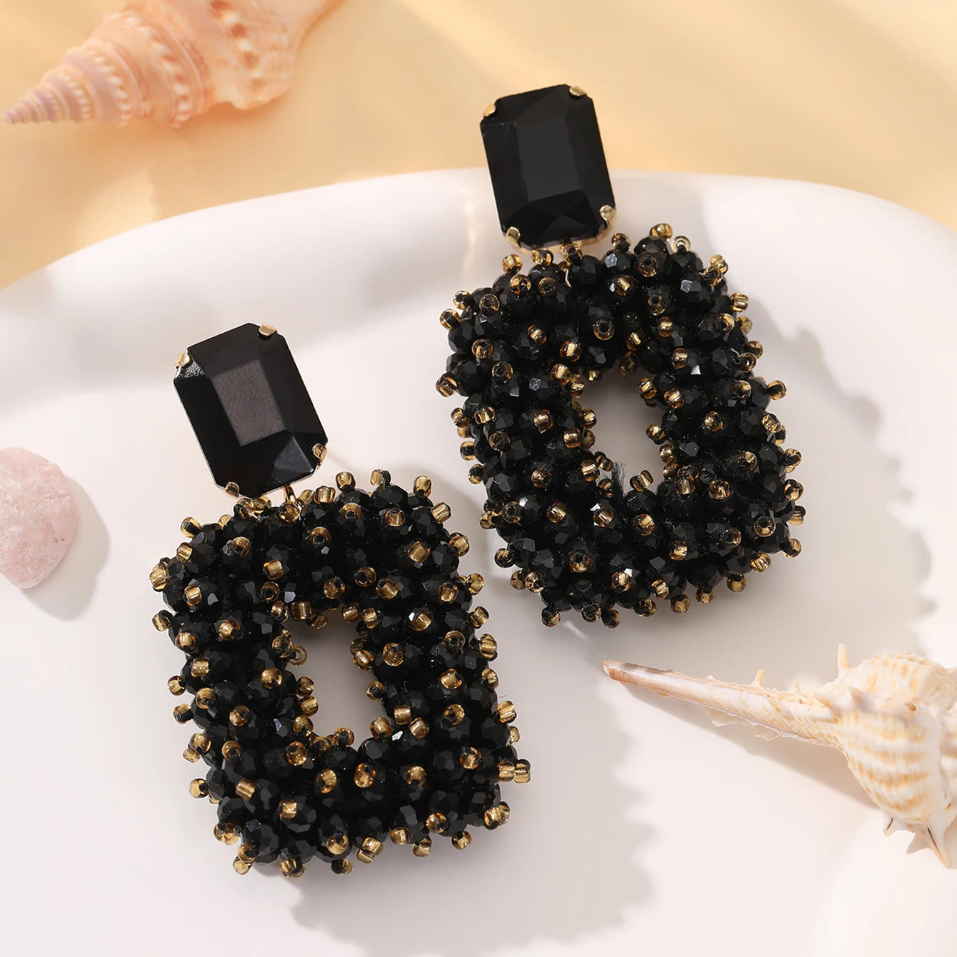 Square Crystal Drop Earrings