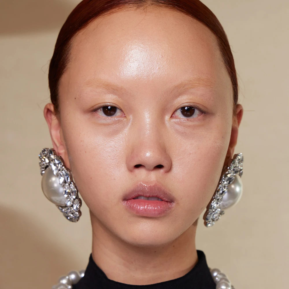 Large Round Pearl diamond Earrings